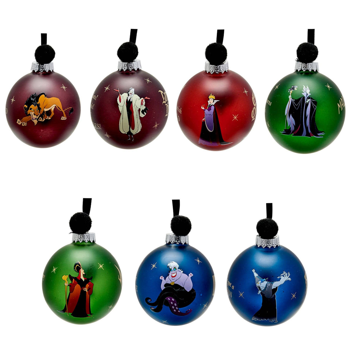 Set de 7 boules de Noël Disney - Méchants/ Vilains