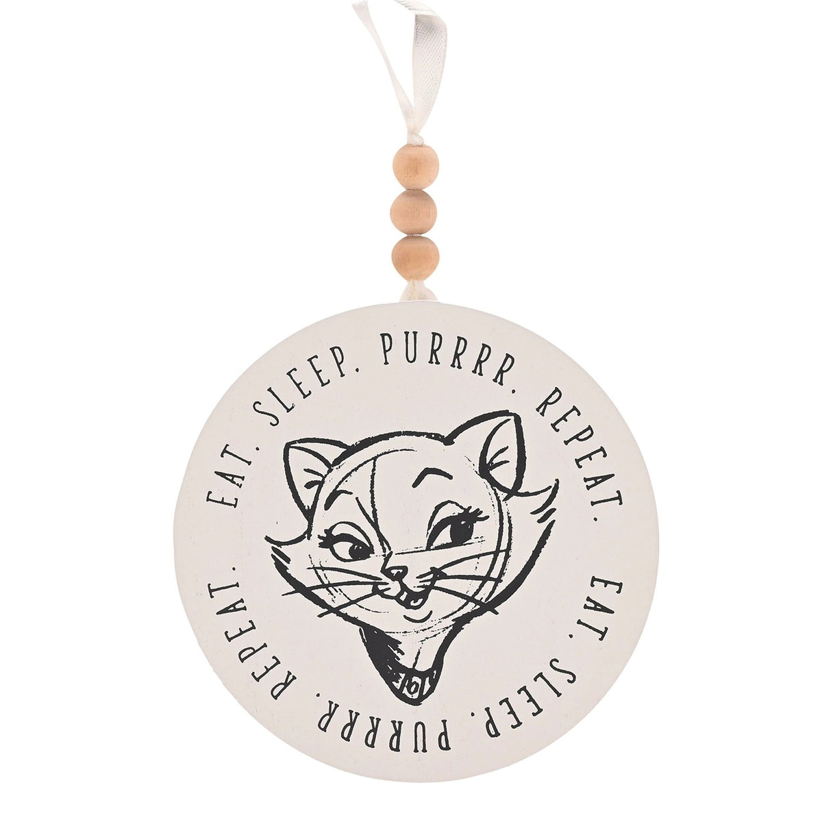 Plaque Ronde Chats & Chiens Disney - Eat. Sleep. Purrr. Repeat