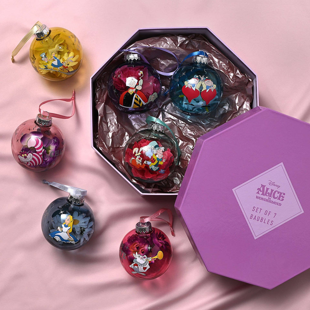 Set de 7 boules de Noël Disney - Alice au pays des merveilles